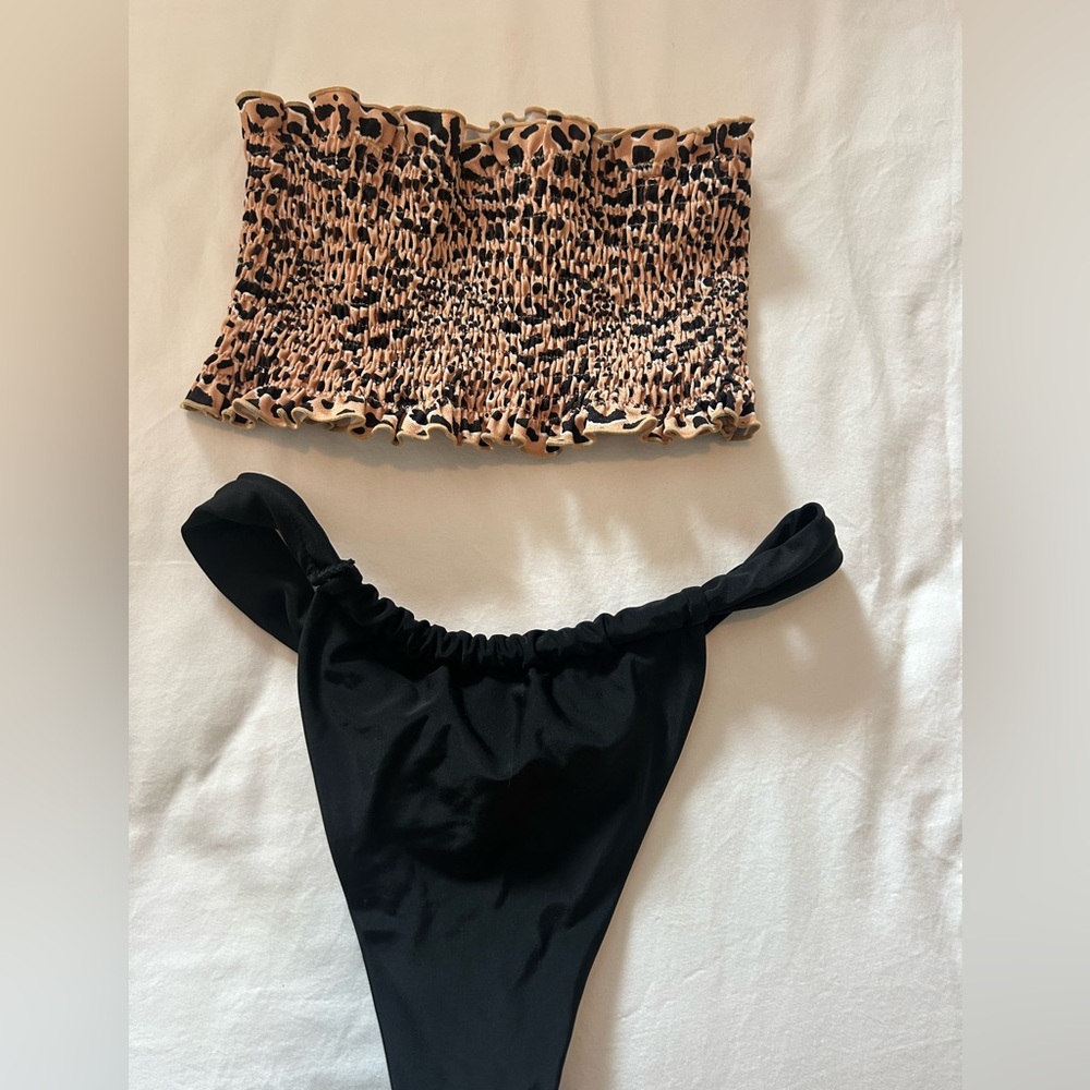 Princess Polly Cheetah Bandeau Bikini set size xs